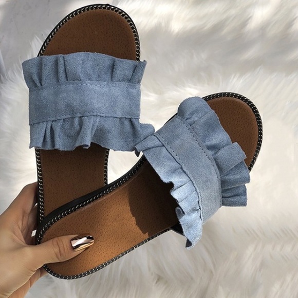 Denim blue slides New size 7.5 8 - Picture 2 of 5